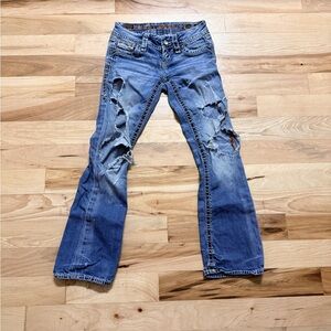 Rock Revival Teresa Distressed Blue Boot Cut Jeans